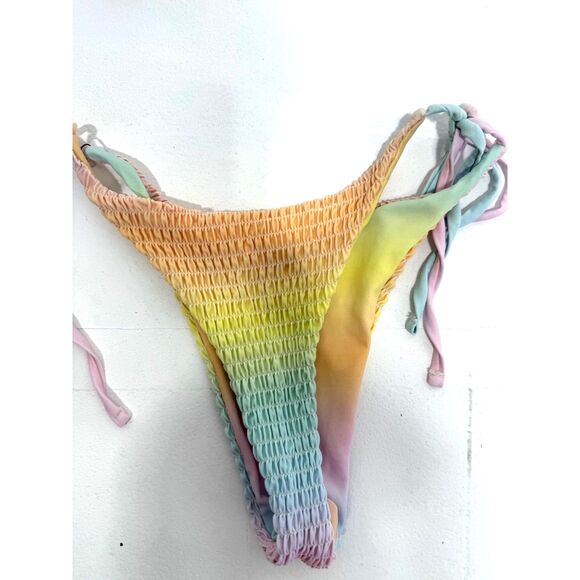 pastel rainbow rouched string bikini - Picture 7 of 8